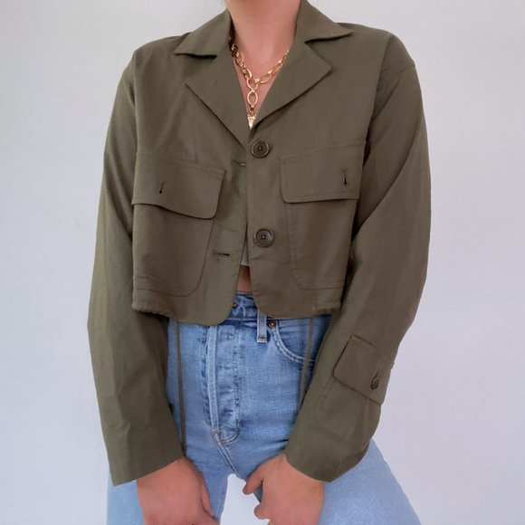 Ralph Lauren Army Green Cropped Utility Jacket - Picture 8 of 11